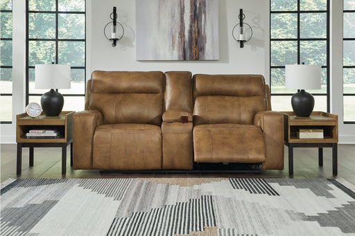 Game Plan Caramel Power Reclining Loveseat - U1520618 - Vega Furniture