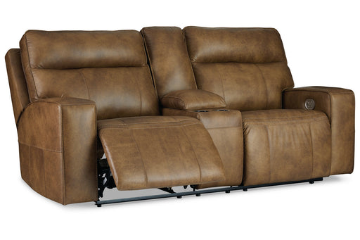 Game Plan Caramel Power Reclining Loveseat - U1520618 - Vega Furniture