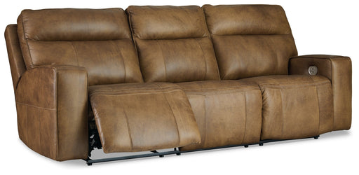 Game Plan Caramel Power Reclining Sofa - U1520615 - Vega Furniture