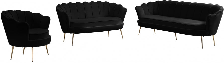 Gardenia Black Velvet Chair - 684Black-C - Vega Furniture