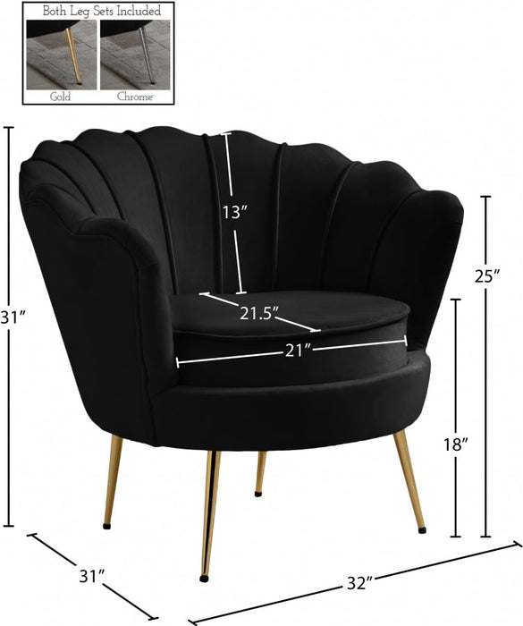 Gardenia Black Velvet Chair - 684Black-C - Vega Furniture