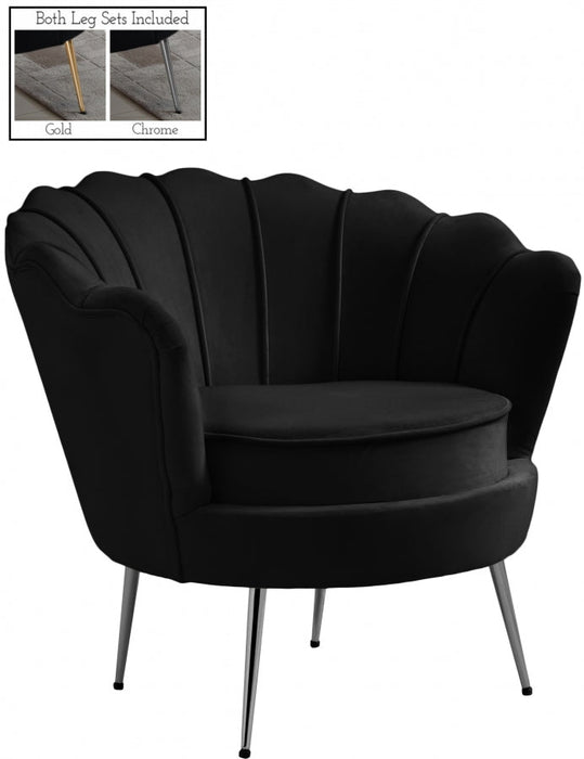 Gardenia Black Velvet Chair - 684Black-C - Vega Furniture