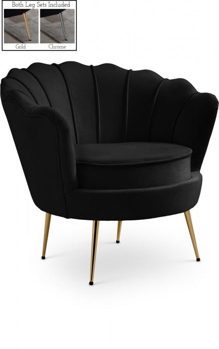 Gardenia Black Velvet Chair - 684Black-C - Vega Furniture