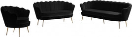 Gardenia Black Velvet Sofa - 684Black-S - Vega Furniture