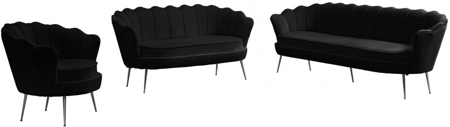 Gardenia Black Velvet Sofa - 684Black-S - Vega Furniture