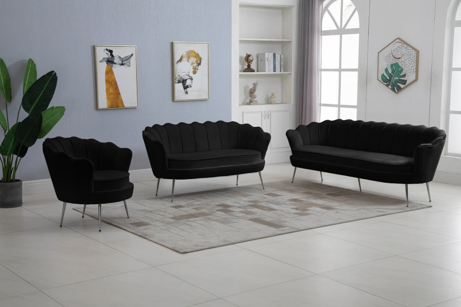 Gardenia Black Velvet Sofa - 684Black-S - Vega Furniture