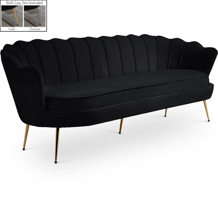 Gardenia Black Velvet Sofa - 684Black-S - Vega Furniture