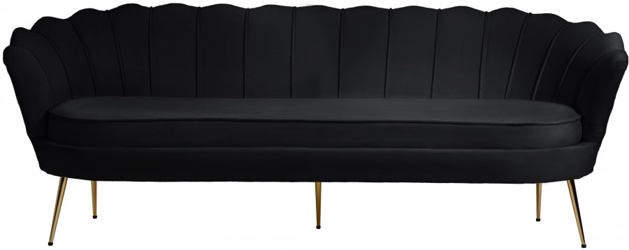 Gardenia Black Velvet Sofa - 684Black-S - Vega Furniture