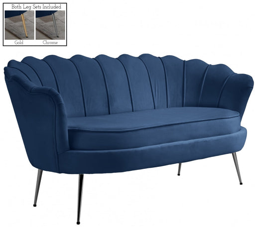 Gardenia Blue Velvet Loveseat - 684Navy-L - Vega Furniture