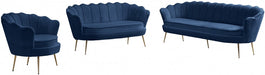 Gardenia Blue Velvet Sofa - 684Navy-S - Vega Furniture