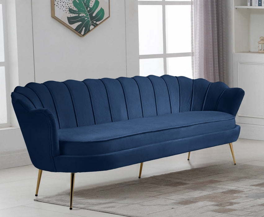 Gardenia Blue Velvet Sofa - 684Navy-S - Vega Furniture