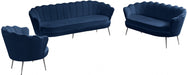 Gardenia Blue Velvet Sofa - 684Navy-S - Vega Furniture