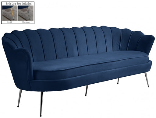 Gardenia Blue Velvet Sofa - 684Navy-S - Vega Furniture