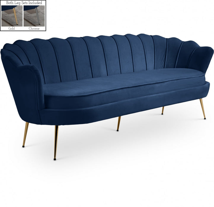 Gardenia Blue Velvet Sofa - 684Navy-S - Vega Furniture