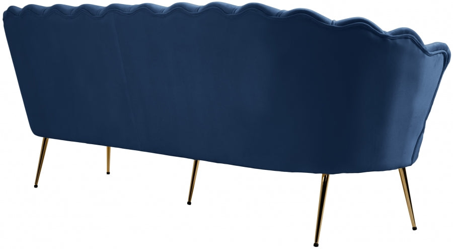 Gardenia Blue Velvet Sofa - 684Navy-S - Vega Furniture