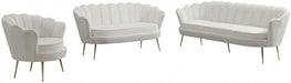 Gardenia Cream Velvet Loveseat - 684Cream-L - Vega Furniture