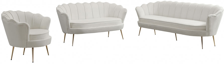 Gardenia Cream Velvet Loveseat - 684Cream-L - Vega Furniture