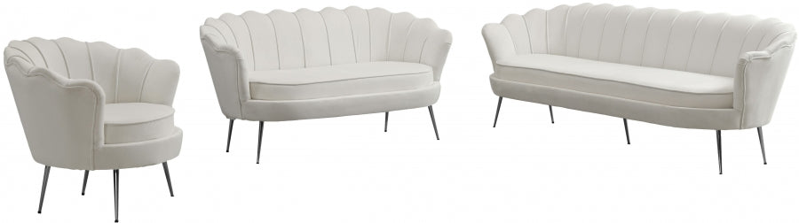 Gardenia Cream Velvet Loveseat - 684Cream-L - Vega Furniture