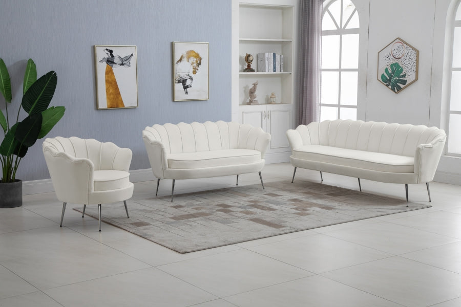 Gardenia Cream Velvet Loveseat - 684Cream-L - Vega Furniture