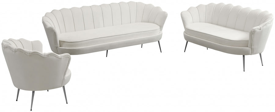 Gardenia Cream Velvet Loveseat - 684Cream-L - Vega Furniture