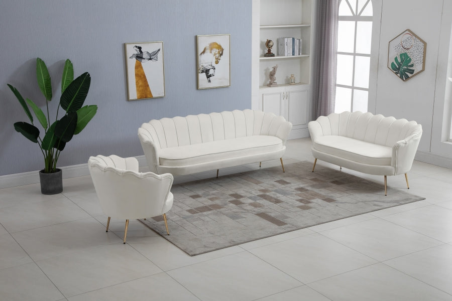 Gardenia Cream Velvet Loveseat - 684Cream-L - Vega Furniture