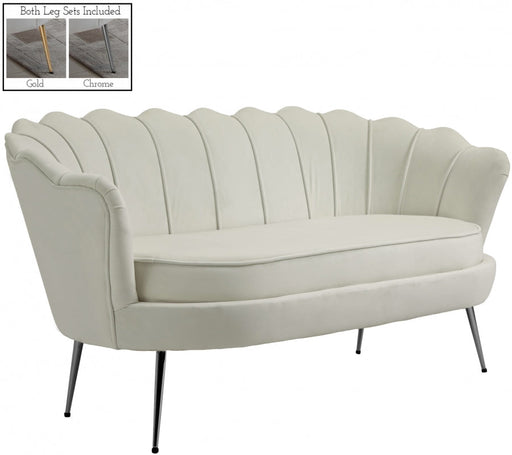 Gardenia Cream Velvet Loveseat - 684Cream-L - Vega Furniture