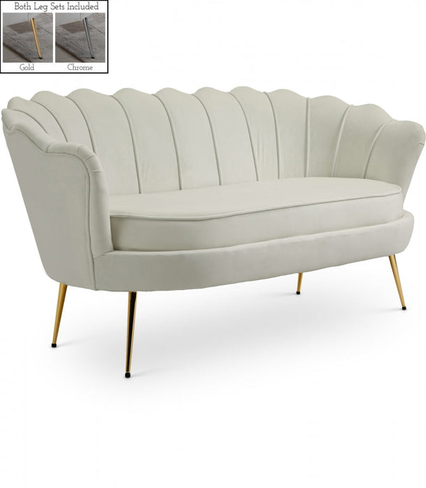 Gardenia Cream Velvet Loveseat - 684Cream-L - Vega Furniture