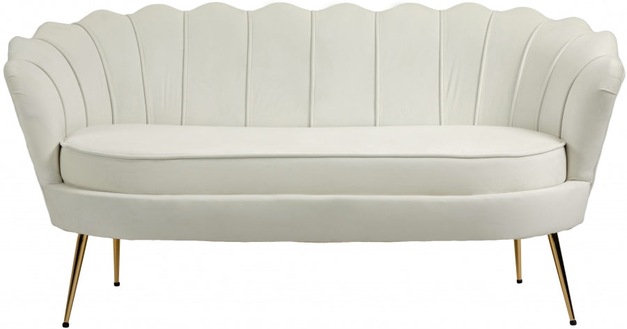 Gardenia Cream Velvet Loveseat - 684Cream-L - Vega Furniture