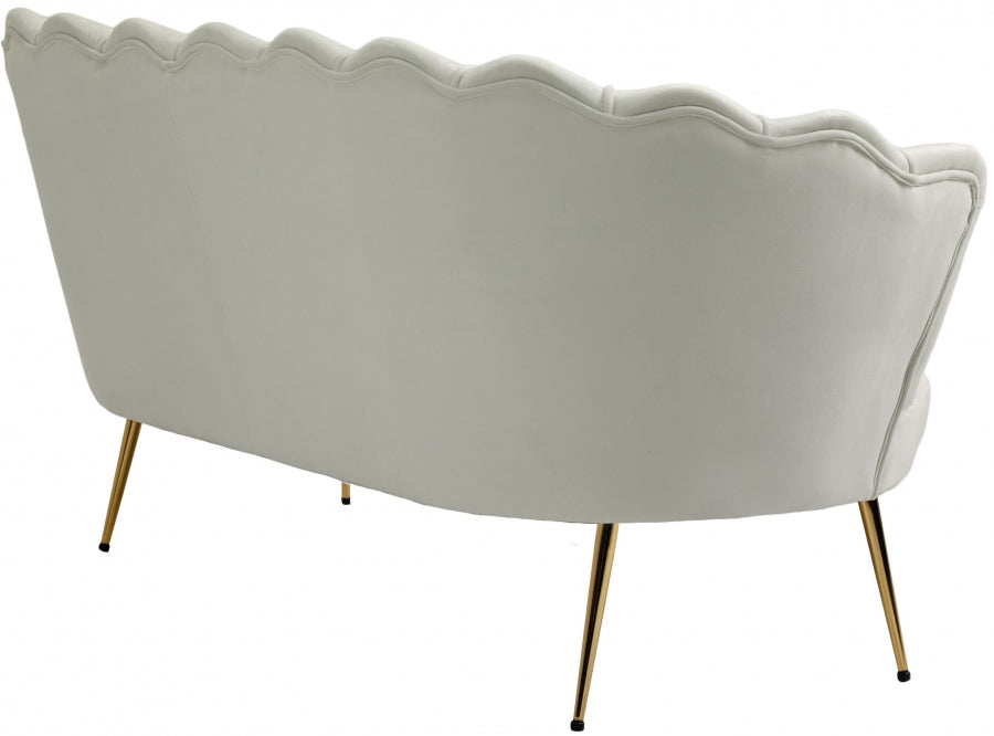 Gardenia Cream Velvet Loveseat - 684Cream-L - Vega Furniture