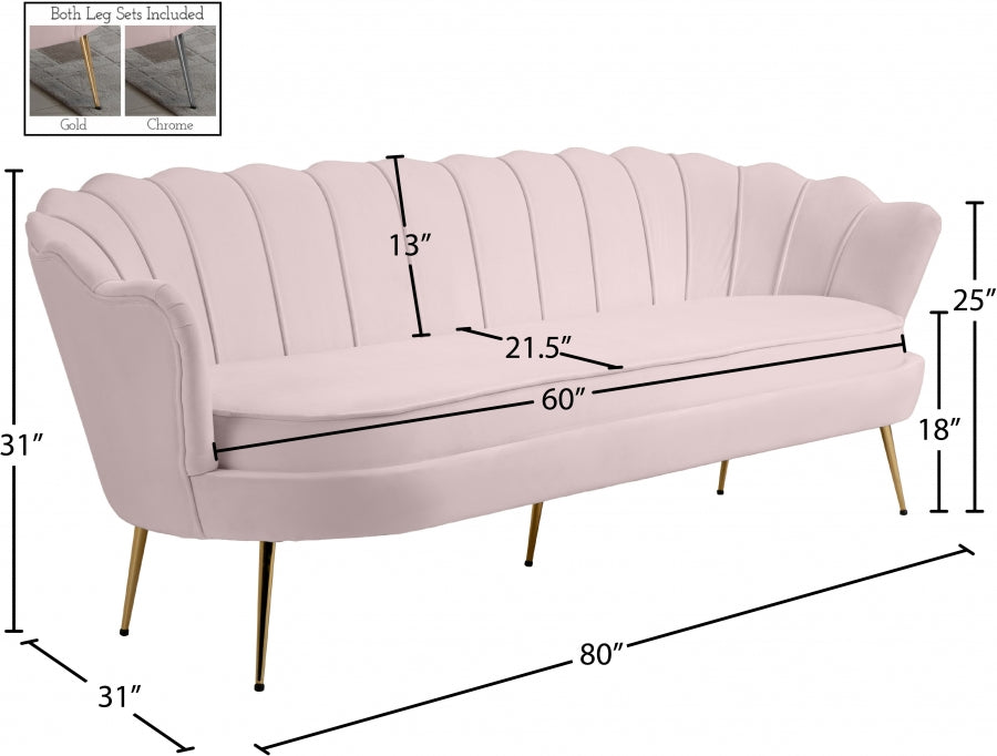 Gardenia Pink Velvet Sofa - 684Pink-S - Vega Furniture