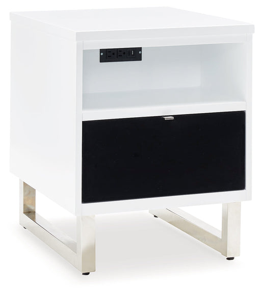 Gardoni White/Black Chairside End Table - T756-7 - Vega Furniture