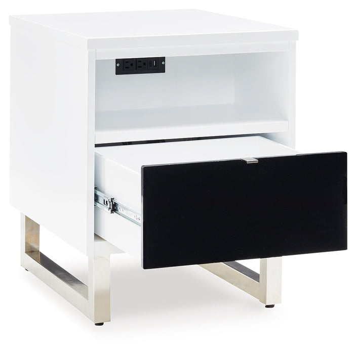 Gardoni White/Black Chairside End Table - T756-7 - Vega Furniture