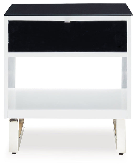 Gardoni White/Black End Table - T756-3 - Vega Furniture