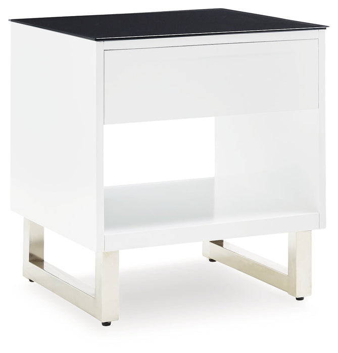 Gardoni White/Black End Table - T756-3 - Vega Furniture