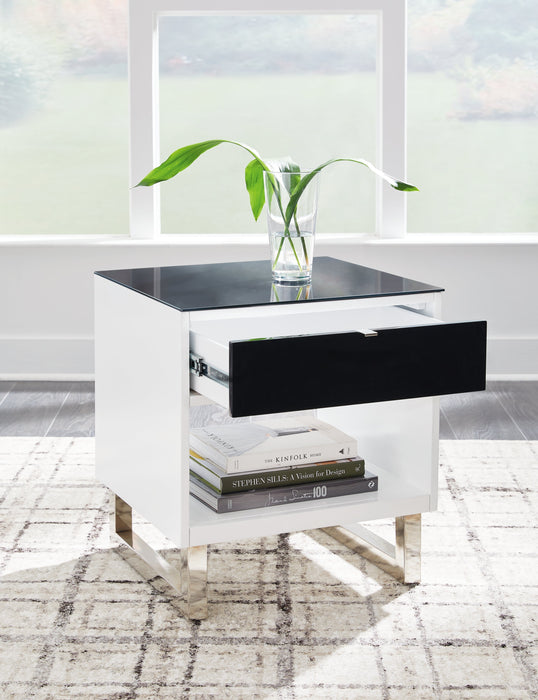 Gardoni White/Black End Table - T756-3 - Vega Furniture