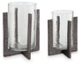 Garekton Clear/Pewter Finish Candle Holder, Set of 2 - A2000591 - Vega Furniture