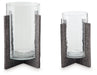 Garekton Clear/Pewter Finish Candle Holder, Set of 2 - A2000591 - Vega Furniture