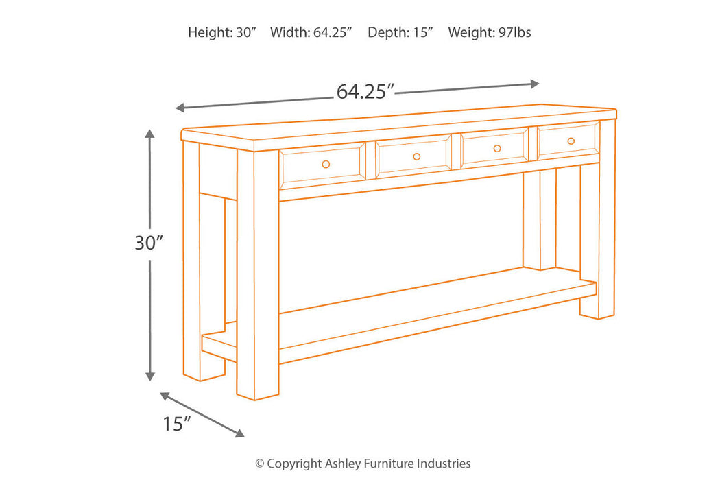 Gavelston Black Sofa/Console Table - T732-4 - Vega Furniture