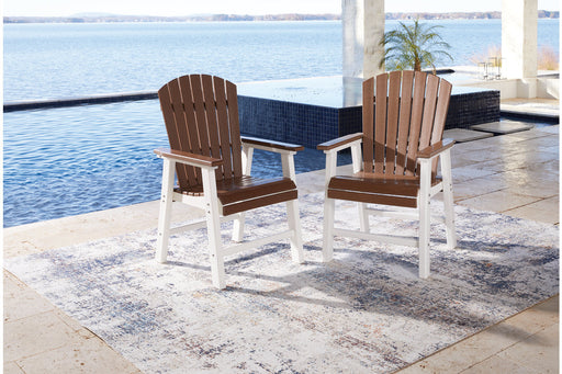 Genesis Bay Brown/White Outdoor Dining Arm Chair, Set of 2 - P212-601A - Vega Furniture