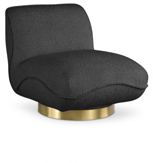 Geneva Black Boucle Fabric Swivel Accent Chair - 492Black - Vega Furniture
