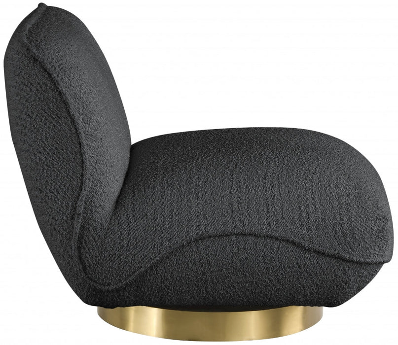 Geneva Black Boucle Fabric Swivel Accent Chair - 492Black - Vega Furniture