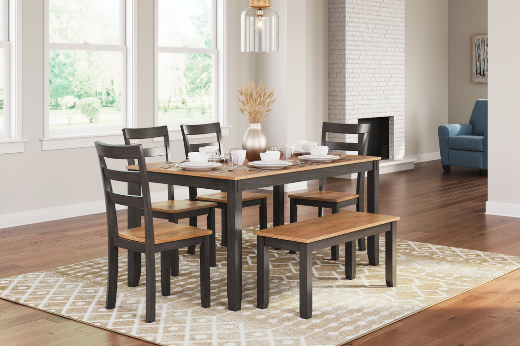 Gesthaven Natural/Brown Dining Table with 4 Chairs and Bench (Set of 6) - D396-325 - Vega Furniture