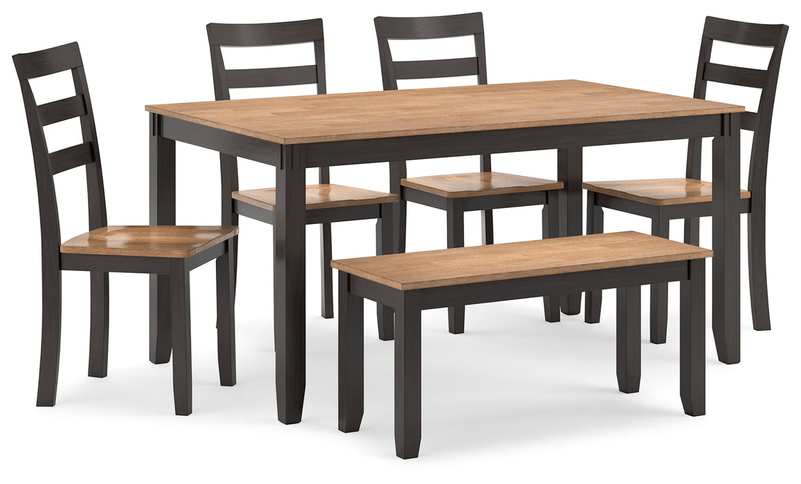 Gesthaven Natural/Brown Dining Table with 4 Chairs and Bench (Set of 6) - D396-325 - Vega Furniture