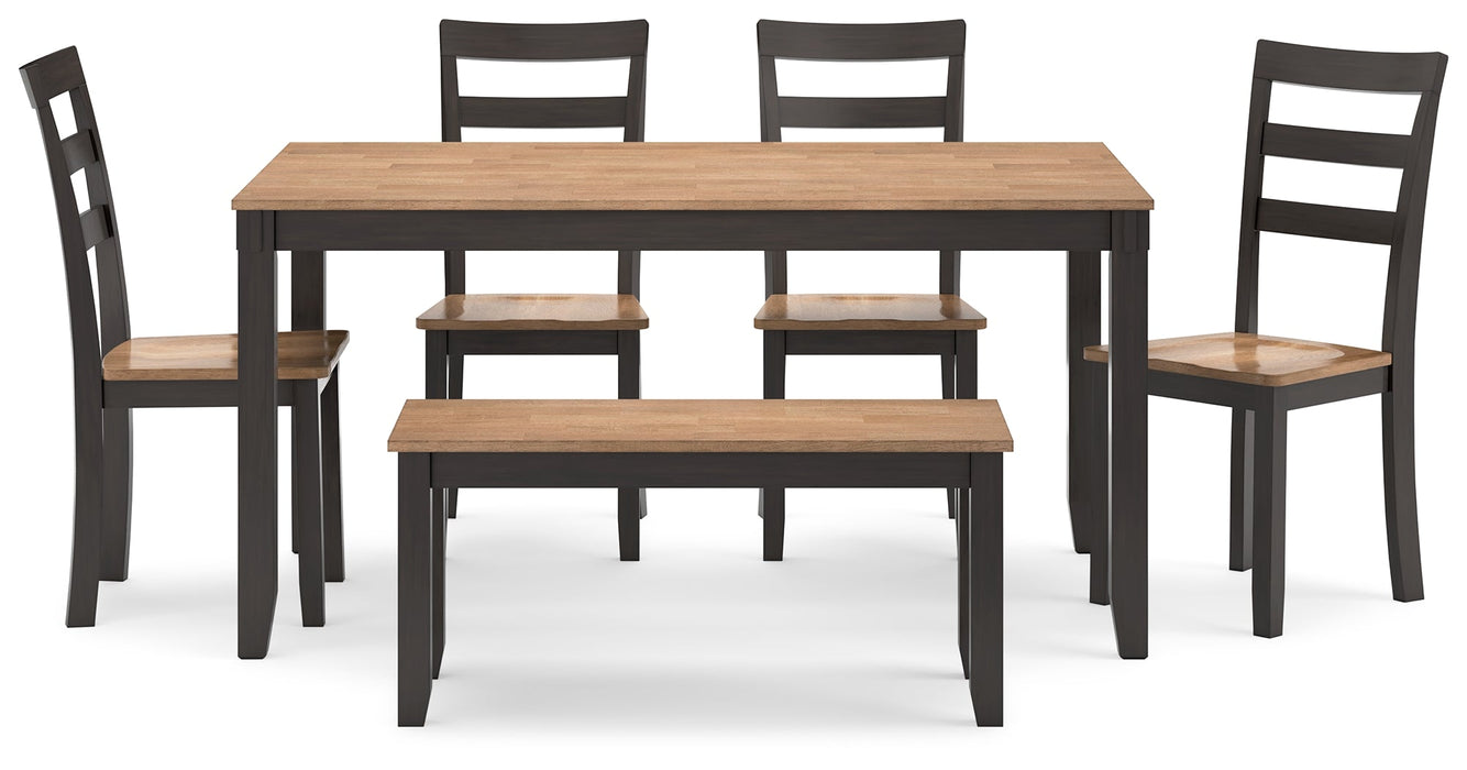 Gesthaven Natural/Brown Dining Table with 4 Chairs and Bench (Set of 6) - D396-325 - Vega Furniture