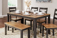 Gesthaven Natural/Brown Dining Table with 4 Chairs and Bench (Set of 6) - D396-325 - Vega Furniture