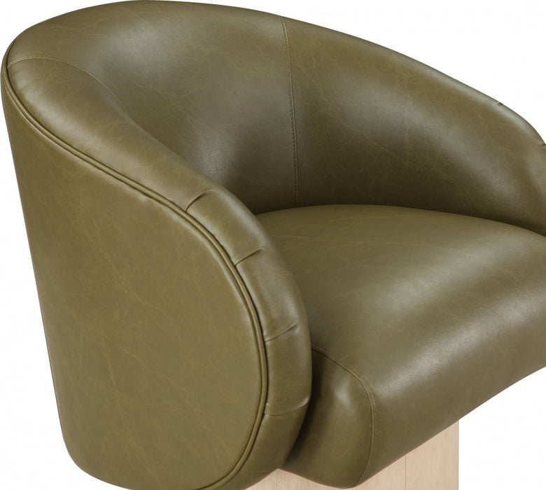 Gibson Faux Leather Accent Chair Green - 484Olive - Vega Furniture