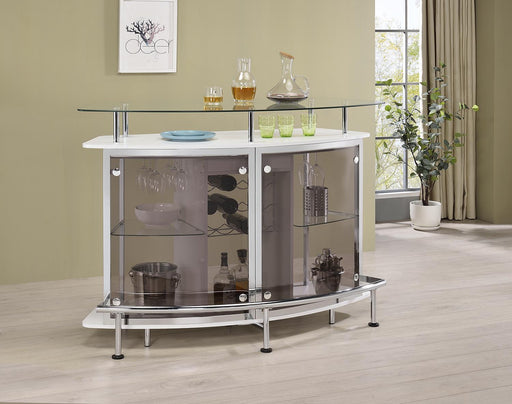 Gideon Crescent Shaped Glass Top Bar Unit with Drawer - 182235 - Vega Furniture