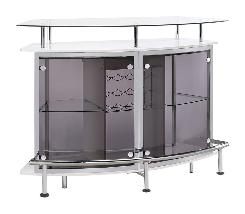 Gideon Crescent Shaped Glass Top Bar Unit with Drawer - 182235 - Vega Furniture