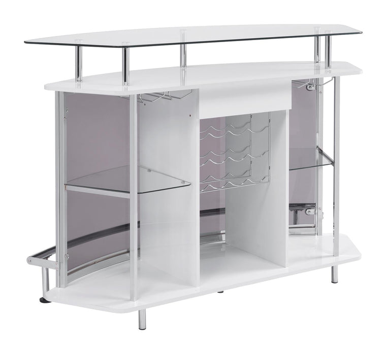 Gideon Crescent Shaped Glass Top Bar Unit with Drawer - 182235 - Vega Furniture