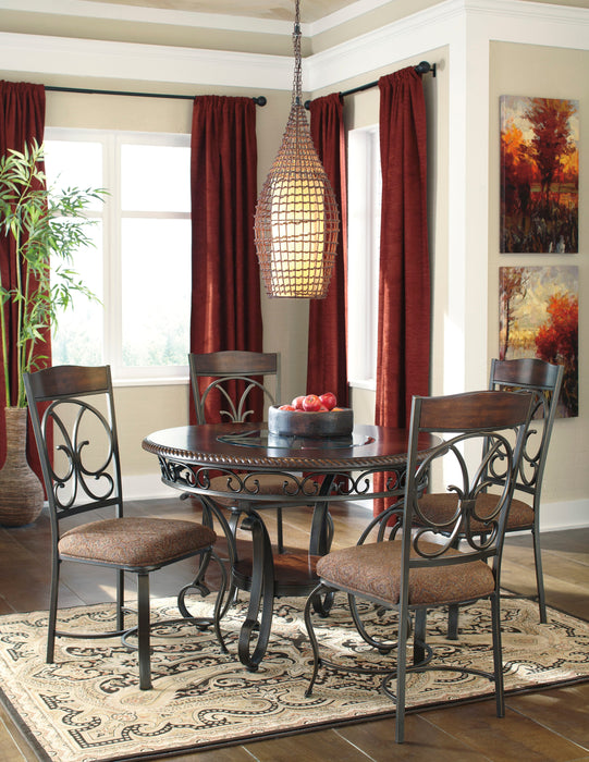 Glambrey Brown 5-Piece Round Dining Set - SET | D329-15 | D329-01 - Vega Furniture